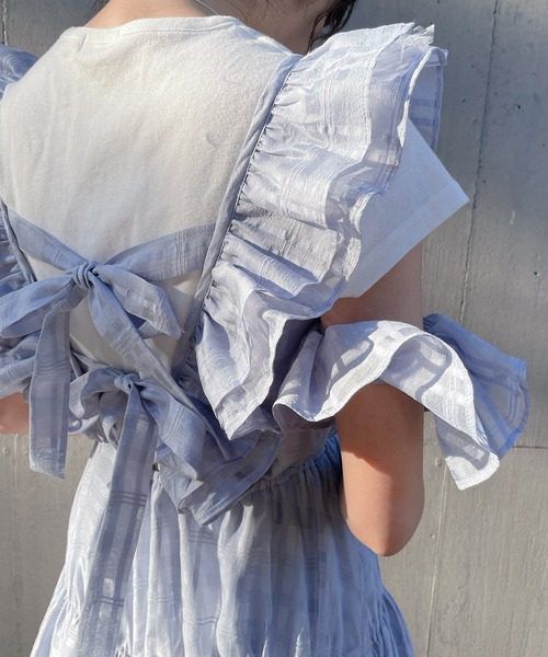 PAIN(ペイン)の「オーガンジーエプロンワンピース【2way着用】(ワンピース・レディース・ホワイト/ブラック/ブルー・FREE)」の18枚目の写真