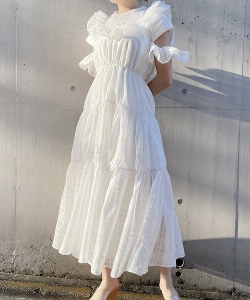 PAIN(ペイン)の「オーガンジーエプロンワンピース【2way着用】(ワンピース・レディース・ホワイト/ブラック/ブルー・FREE)」の4枚目の写真