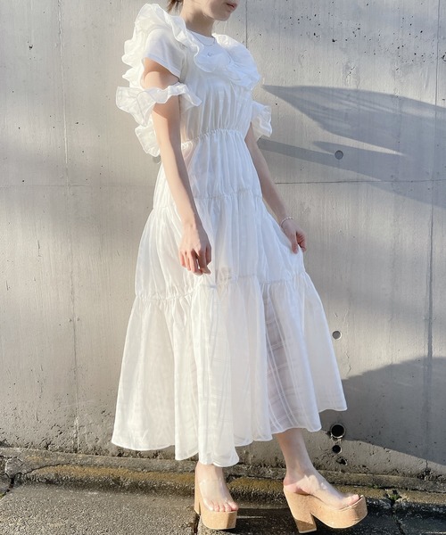 PAIN(ペイン)の「オーガンジーエプロンワンピース【2way着用】(ワンピース・レディース・ホワイト/ブラック/ブルー・FREE)」の17枚目の写真