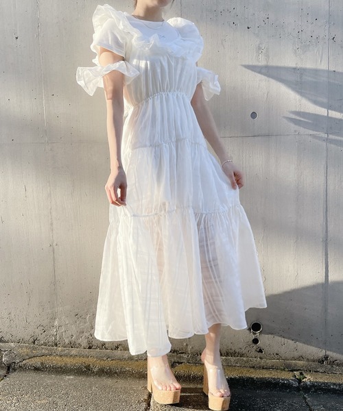 PAIN(ペイン)の「オーガンジーエプロンワンピース【2way着用】(ワンピース・レディース・ホワイト/ブラック/ブルー・FREE)」の12枚目の写真