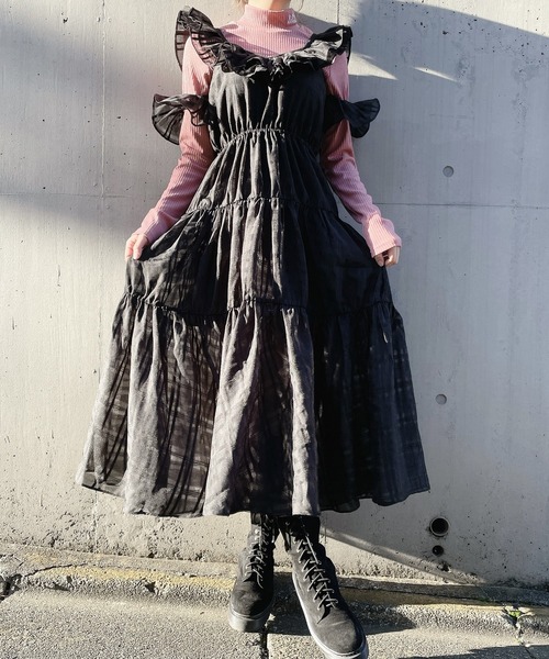 PAIN(ペイン)の「オーガンジーエプロンワンピース【2way着用】(ワンピース・レディース・ホワイト/ブラック/ブルー・FREE)」の13枚目の写真