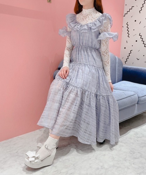 PAIN(ペイン)の「オーガンジーエプロンワンピース【2way着用】(ワンピース・レディース・ホワイト/ブラック/ブルー・FREE)」の6枚目の写真