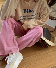 ハイウエストカラーデニムパンツ