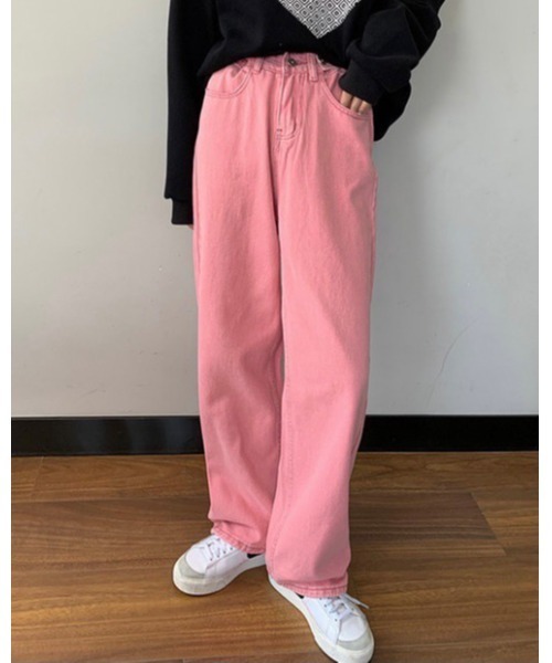 DAIS-Y（デイジー）の「ハイウエストカラーデニムパンツ（デニムパンツ・レディース・ピンク・S/M）」の2枚目の写真