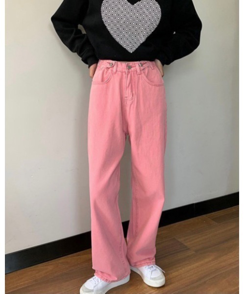 DAIS-Y（デイジー）の「ハイウエストカラーデニムパンツ（デニムパンツ・レディース・ピンク・S/M）」の7枚目の写真