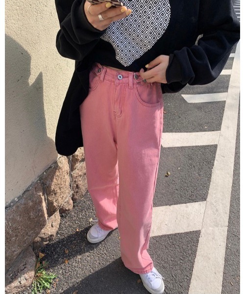 DAIS-Y（デイジー）の「ハイウエストカラーデニムパンツ（デニムパンツ・レディース・ピンク・S/M）」の9枚目の写真