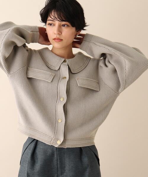 OPAQUE.CLIP（オペークドットクリップ）の「◆ジャケットライクニットカーディガン（カーディガン/ボレロ・レディース・ライトグレー/ブルー・38）」の10枚目の写真