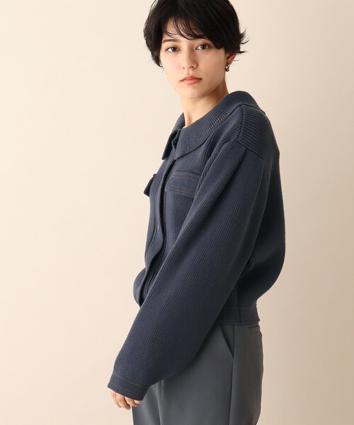 OPAQUE.CLIP（オペークドットクリップ）の「◆ジャケットライクニットカーディガン（カーディガン/ボレロ・レディース・ライトグレー/ブルー・38）」の14枚目の写真