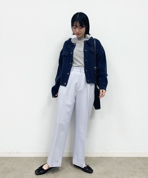 OPAQUE.CLIP（オペークドットクリップ）の「◆ジャケットライクニットカーディガン（カーディガン/ボレロ・レディース・ライトグレー/ブルー・38）」の19枚目の写真