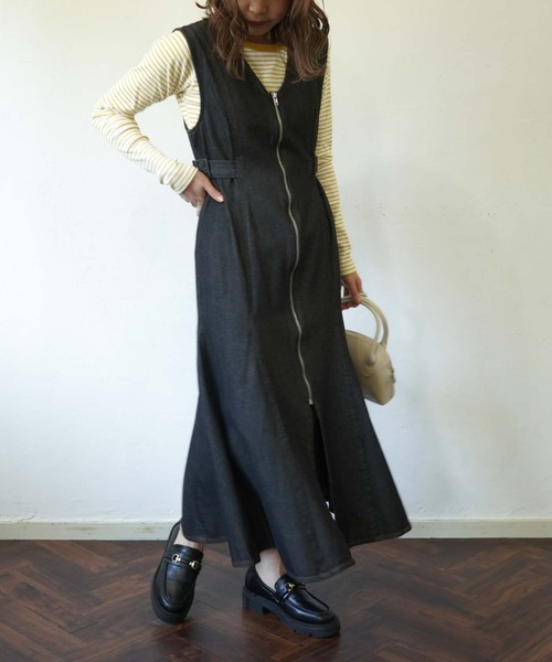 archives(アルシーヴ)の「フロントZIPマーメイドジャンパースカート(ジャンパースカート・レディース・ブラック/ベージュ/アイボリー・MEDIUM)」の10枚目の写真