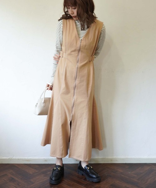 archives(アルシーヴ)の「フロントZIPマーメイドジャンパースカート(ジャンパースカート・レディース・ブラック/ベージュ/アイボリー・MEDIUM)」の12枚目の写真