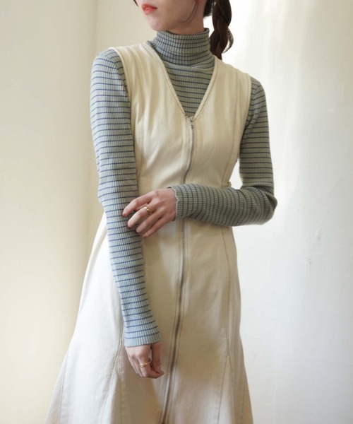 archives(アルシーヴ)の「フロントZIPマーメイドジャンパースカート(ジャンパースカート・レディース・ブラック/ベージュ/アイボリー・MEDIUM)」の8枚目の写真