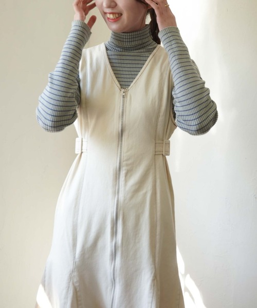 archives(アルシーヴ)の「フロントZIPマーメイドジャンパースカート(ジャンパースカート・レディース・ブラック/ベージュ/アイボリー・MEDIUM)」の7枚目の写真