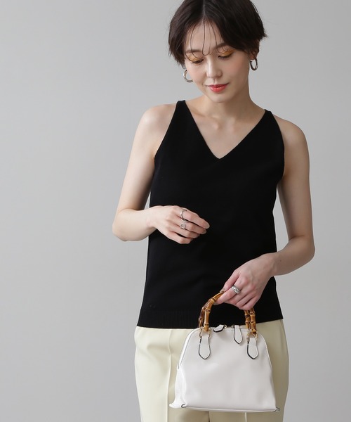 N.(N. Natural Beauty Basic)(エヌエヌナチュラルビューティーベーシック)の「◆Vネックニットタンクトップ(タンクトップ・レディース・ブラック/オフホワイト/オレンジ・MEDIUM)」の3枚目の写真