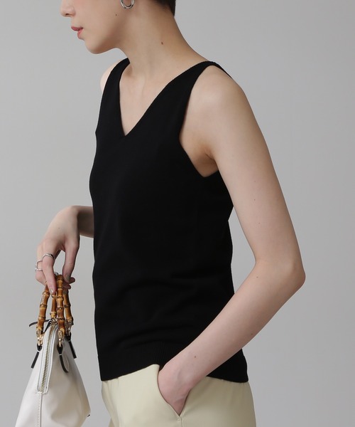 N.(N. Natural Beauty Basic)(エヌエヌナチュラルビューティーベーシック)の「◆Vネックニットタンクトップ(タンクトップ・レディース・ブラック/オフホワイト/オレンジ・MEDIUM)」の11枚目の写真