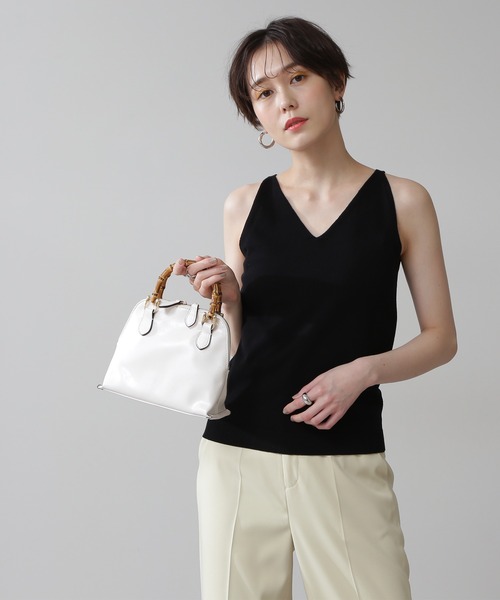 N.(N. Natural Beauty Basic)(エヌエヌナチュラルビューティーベーシック)の「◆Vネックニットタンクトップ(タンクトップ・レディース・ブラック/オフホワイト/オレンジ・MEDIUM)」の7枚目の写真