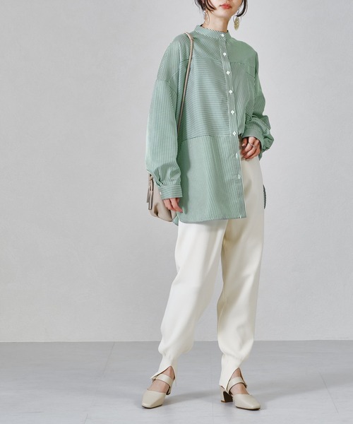 acro（アクロ）の「ストライプパッチワークシャツ/AC1322（シャツ/ブラウス・レディース・パープル/レッド/グリーン/ネイビー/ブラウン・ﾌﾘ-）」の6枚目の写真