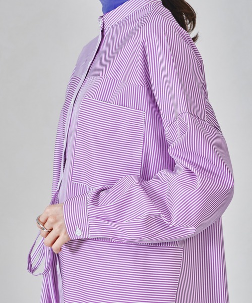 acro（アクロ）の「ストライプパッチワークシャツ/AC1322（シャツ/ブラウス・レディース・パープル/レッド/グリーン/ネイビー/ブラウン・ﾌﾘ-）」の9枚目の写真