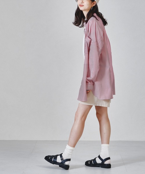 acro（アクロ）の「ストライプパッチワークシャツ/AC1322（シャツ/ブラウス・レディース・パープル/レッド/グリーン/ネイビー/ブラウン・ﾌﾘ-）」の18枚目の写真