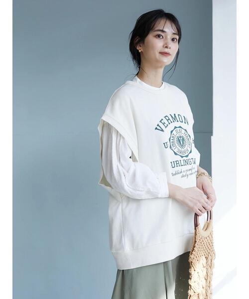 SEVENDAYS=SUNDAY（セブンデイズサンデイ）の「ミニ裏毛カレッジBIGベスト　＊◆（ベスト・レディース・チャコールグレー/ネイビー/アイボリー・M/L）」の22枚目の写真