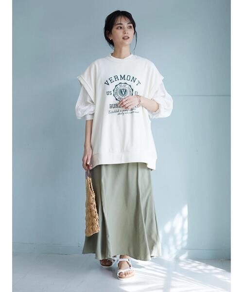 SEVENDAYS=SUNDAY（セブンデイズサンデイ）の「ミニ裏毛カレッジBIGベスト　＊◆（ベスト・レディース・チャコールグレー/ネイビー/アイボリー・M/L）」の21枚目の写真