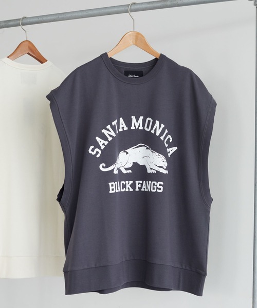 SEVENDAYS=SUNDAY（セブンデイズサンデイ）の「ミニ裏毛カレッジBIGベスト　＊◆（ベスト・レディース・チャコールグレー/ネイビー/アイボリー・M/L）」の2枚目の写真