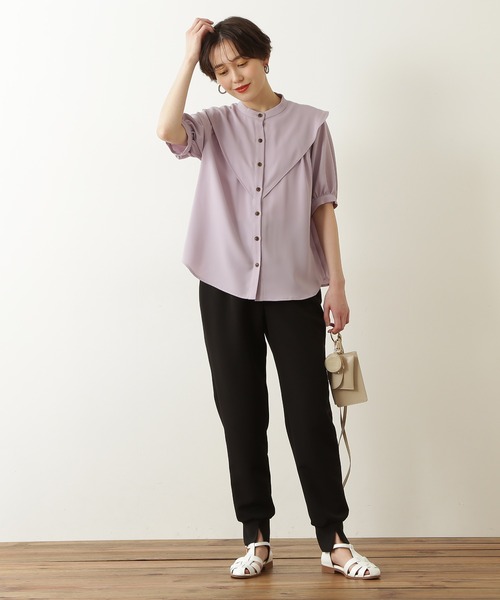 N.（N. Natural Beauty Basic）（エヌエヌナチュラルビューティーベーシック）の「◆ダブルクロスジョガーパンツ（その他パンツ・レディース・ブラック/ベージュ・MEDIUM）」の3枚目の写真