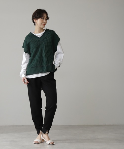 N.（N. Natural Beauty Basic）（エヌエヌナチュラルビューティーベーシック）の「◆ダブルクロスジョガーパンツ（その他パンツ・レディース・ブラック/ベージュ・MEDIUM）」の9枚目の写真