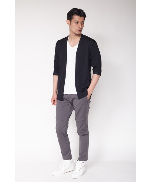 TORNADO MART（トルネードマート）の「ZERO by TORNADO MART∴ノーカラー7部袖カーディガンニット（カーディガン/ボレロ・メンズ・ブラック/アイボリー・LL/M/L）」の16枚目の写真