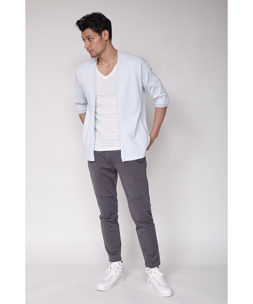 TORNADO MART（トルネードマート）の「ZERO by TORNADO MART∴ノーカラー7部袖カーディガンニット（カーディガン/ボレロ・メンズ・ブラック/アイボリー・LL/M/L）」の15枚目の写真