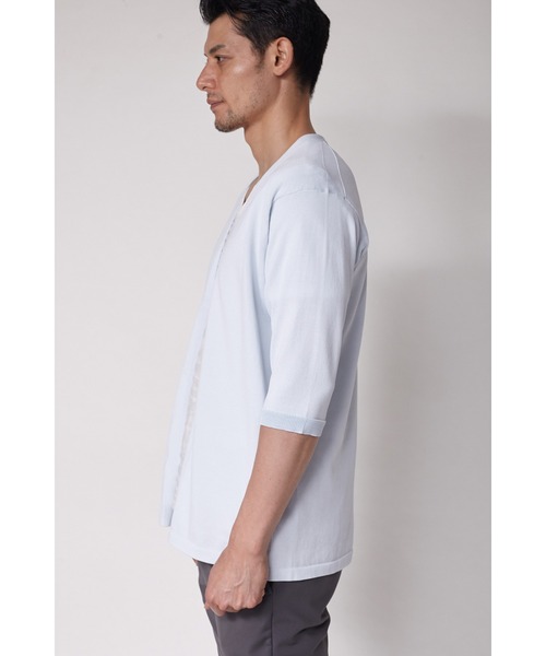 TORNADO MART（トルネードマート）の「ZERO by TORNADO MART∴ノーカラー7部袖カーディガンニット（カーディガン/ボレロ・メンズ・ブラック/アイボリー・LL/M/L）」の14枚目の写真