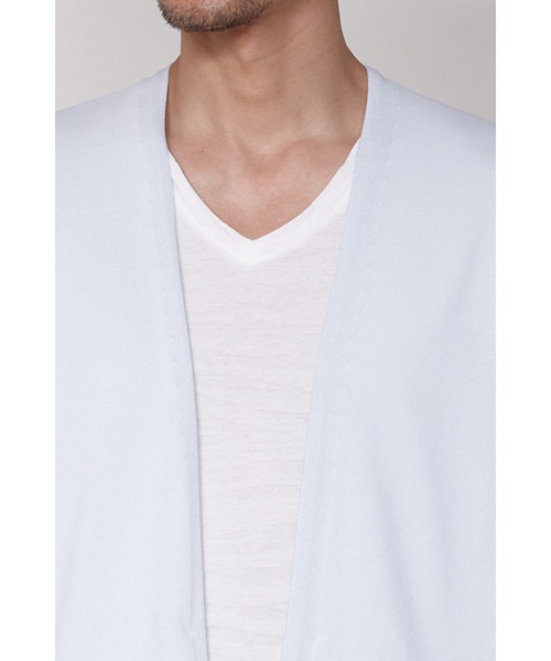 TORNADO MART（トルネードマート）の「ZERO by TORNADO MART∴ノーカラー7部袖カーディガンニット（カーディガン/ボレロ・メンズ・ブラック/アイボリー・LL/M/L）」の12枚目の写真