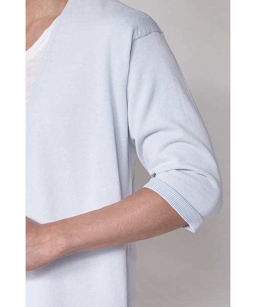 TORNADO MART（トルネードマート）の「ZERO by TORNADO MART∴ノーカラー7部袖カーディガンニット（カーディガン/ボレロ・メンズ・ブラック/アイボリー・LL/M/L）」の11枚目の写真