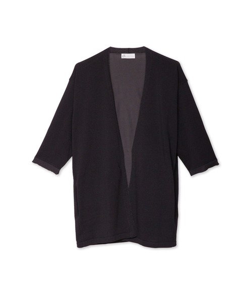 TORNADO MART（トルネードマート）の「ZERO by TORNADO MART∴ノーカラー7部袖カーディガンニット（カーディガン/ボレロ・メンズ・ブラック/アイボリー・LL/M/L）」の4枚目の写真