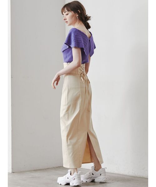 LAGUNAMOON（ラグナムーン）の「ビッグカラーニットプルオーバー（ニット/セーター・レディース・パープル/ホワイト/ブラック・FREE）」の13枚目の写真