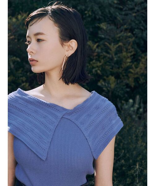 LAGUNAMOON（ラグナムーン）の「ビッグカラーニットプルオーバー（ニット/セーター・レディース・パープル/ホワイト/ブラック・FREE）」の16枚目の写真