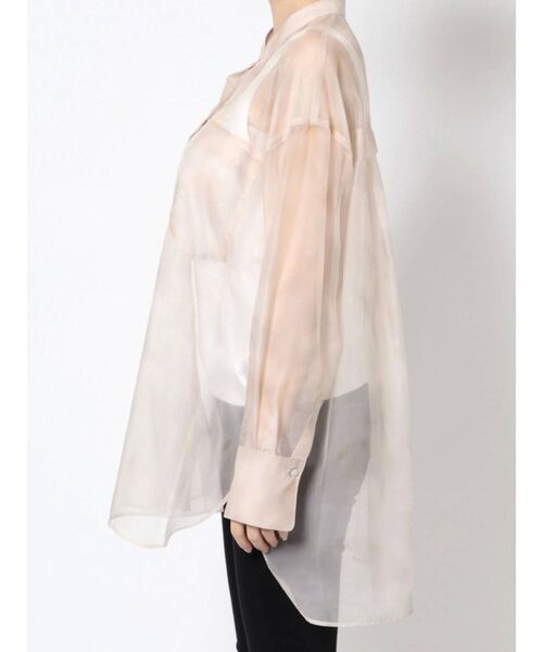 MERCURYDUO（マーキュリーデュオ）の「マーブルプリントスタンドカラーシャツ（シャツ/ブラウス・レディース・ライトグレー/ベージュ・FREE）」の4枚目の写真