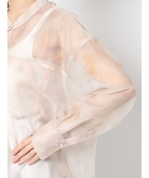 MERCURYDUO（マーキュリーデュオ）の「マーブルプリントスタンドカラーシャツ（シャツ/ブラウス・レディース・ライトグレー/ベージュ・FREE）」の7枚目の写真