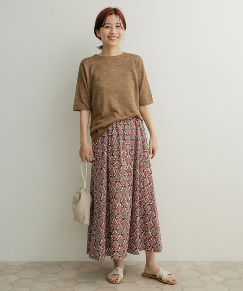 URBAN RESEARCH DOORS（アーバンリサーチドアーズ）の「ジオメトリックフレアスカート（スカート・レディース・グリーン/オレンジ・1）」の12枚目の写真