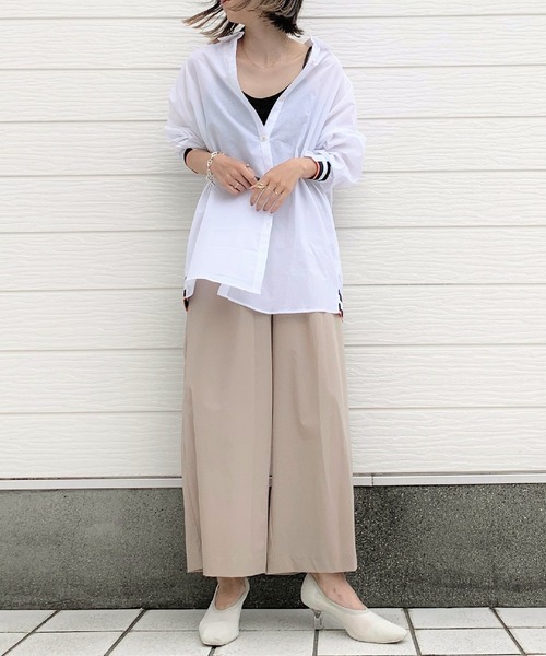 Q（キュー）の「さらさらワイドパンツ（その他パンツ・レディース・ブラック/ベージュ・MEDIUM）」の8枚目の写真