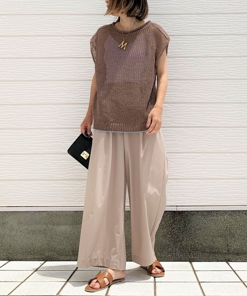Q（キュー）の「さらさらワイドパンツ（その他パンツ・レディース・ブラック/ベージュ・MEDIUM）」の10枚目の写真