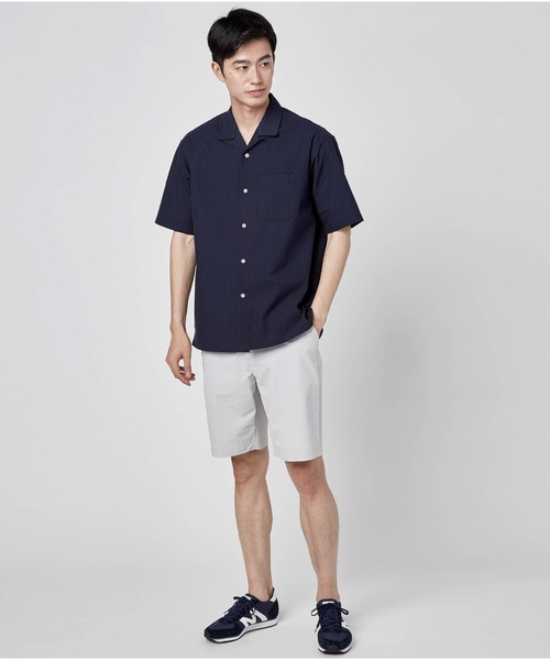 Go to by mizuno（ゴートゥーバイミズノ）の「マジックドライストライプサッカー半袖シャツ [メンズ]（シャツ/ブラウス・メンズ・オフホワイト/ライトブルー/ネイビー・M/L）」の3枚目の写真