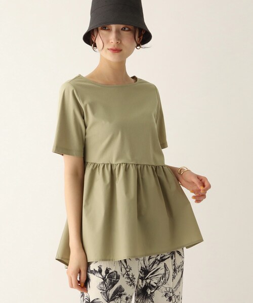 OPAQUE.CLIP（オペークドットクリップ）の「◆トリコットJ フハク切替ペプラムトップス【WEB限定サイズ】（Tシャツ/カットソー・レディース・ホワイト系/ブラック/サンドベージュ・38/40/42）」の3枚目の写真