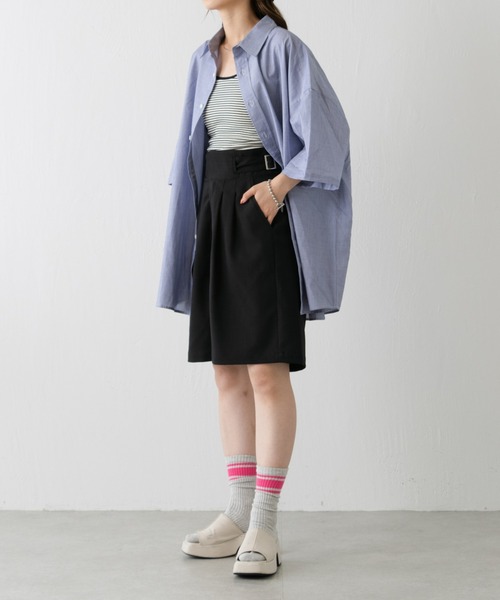 WHIMSIC（ウィムジック）の「【WHIMSIC】オーバーサイズショートスリーブシャツ（シャツ/ブラウス・レディース・ネイビー/ブルー・FREE）」の11枚目の写真