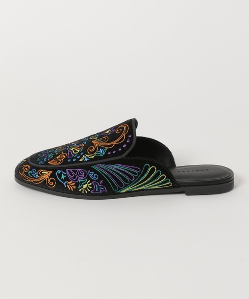 PAGEBOY（ページボーイ）の「エンブロイダリーミュール（スリッポン・レディース・ブラック/ネイビー・MEDIUM/LARGE）」の6枚目の写真