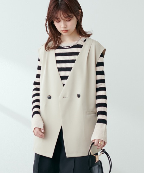 natural couture(ナチュラルクチュール)の「2022AW/ノーカラーベスト(ベスト・レディース・ベージュ/ライトベージュ/ブラック・FREE)」の13枚目の写真