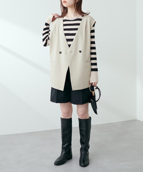 natural couture(ナチュラルクチュール)の「2022AW/ノーカラーベスト(ベスト・レディース・ベージュ/ライトベージュ/ブラック・FREE)」の14枚目の写真