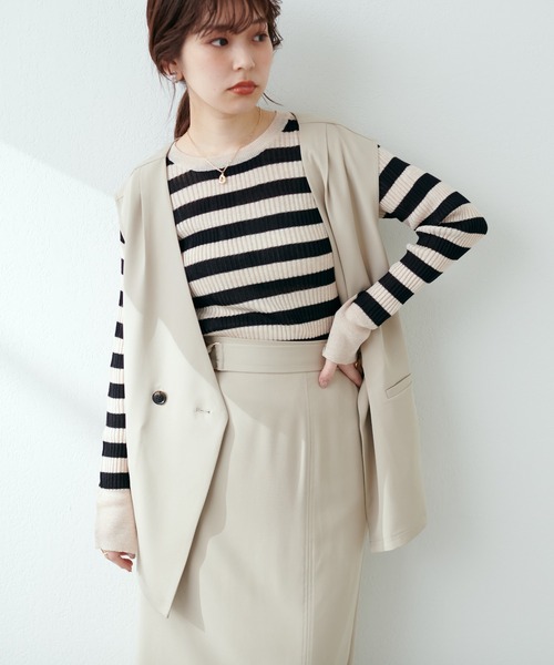 natural couture(ナチュラルクチュール)の「2022AW/ノーカラーベスト(ベスト・レディース・ベージュ/ライトベージュ/ブラック・FREE)」の16枚目の写真