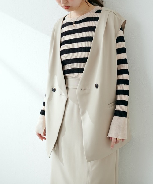 natural couture(ナチュラルクチュール)の「2022AW/ノーカラーベスト(ベスト・レディース・ベージュ/ライトベージュ/ブラック・FREE)」の15枚目の写真