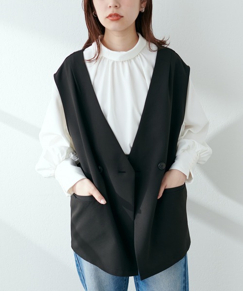 natural couture(ナチュラルクチュール)の「2022AW/ノーカラーベスト(ベスト・レディース・ベージュ/ライトベージュ/ブラック・FREE)」の19枚目の写真